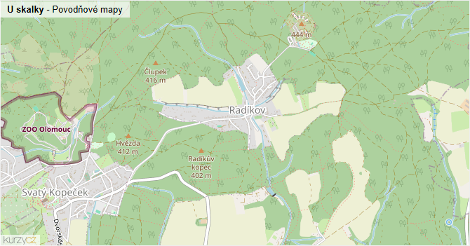 U skalky - záplavové mapy stoleté vody