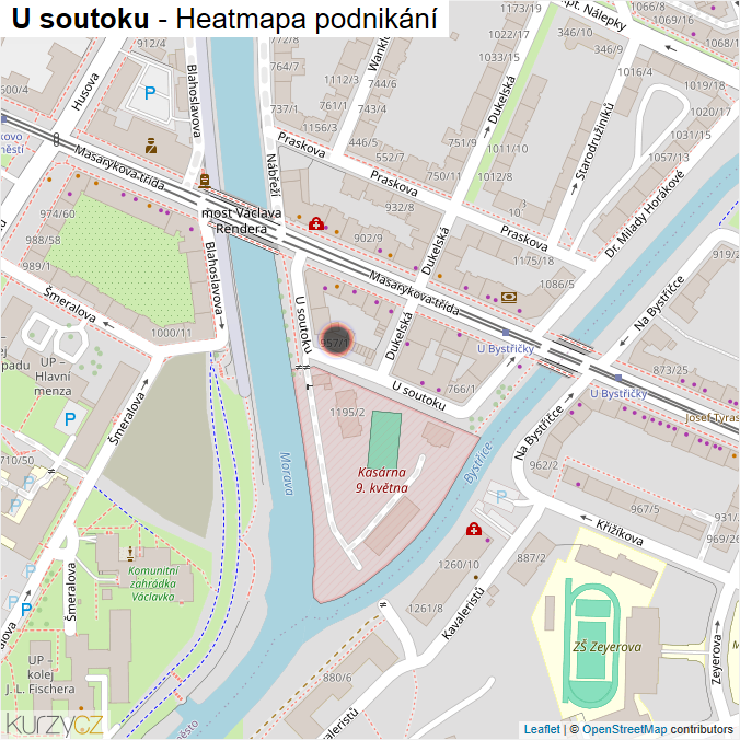 Mapa U soutoku - Firmy v ulici.