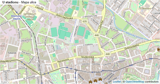 U stadionu - mapa ulice