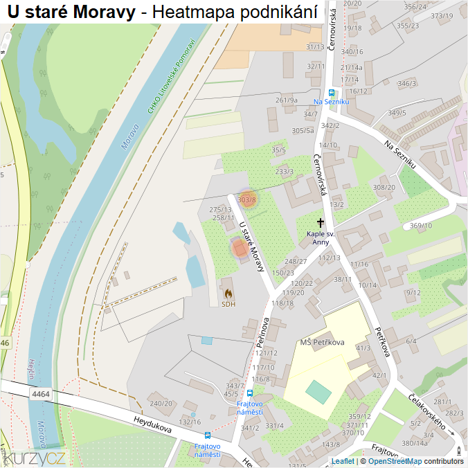 Mapa U staré Moravy - Firmy v ulici.