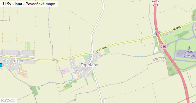 U Sv. Jana - záplavové mapy stoleté vody