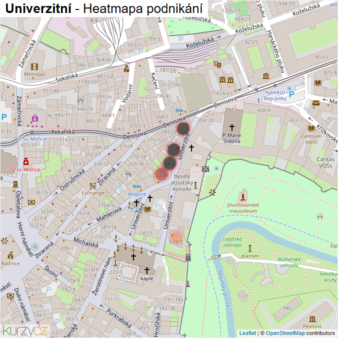 Mapa Univerzitní - Firmy v ulici.