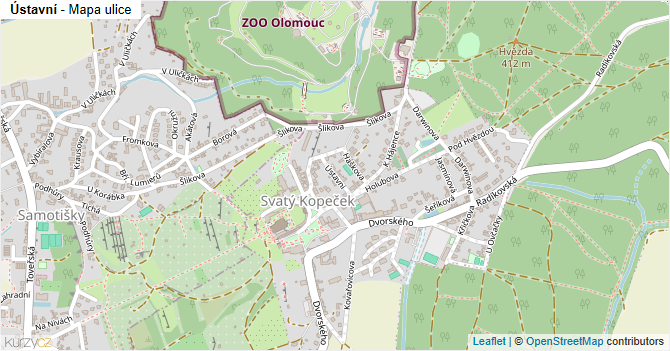 Ústavní - mapa ulice