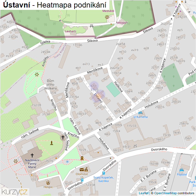 Mapa Ústavní - Firmy v ulici.