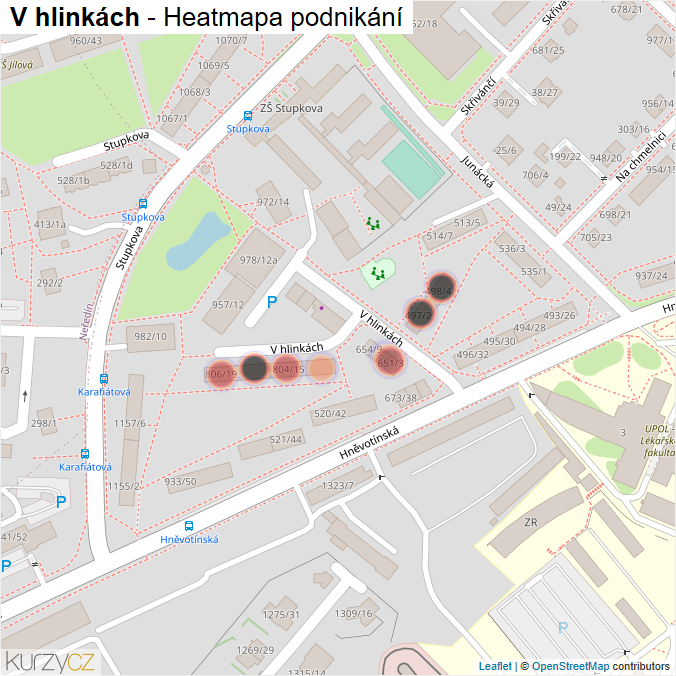 Mapa V hlinkách - Firmy v ulici.