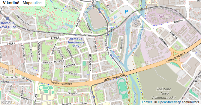 V kotlině - mapa ulice