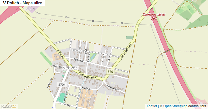 V Polích - mapa ulice