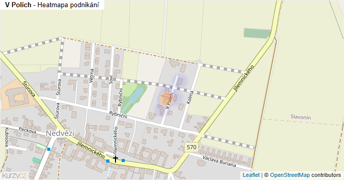 V Polích - mapa podnikání