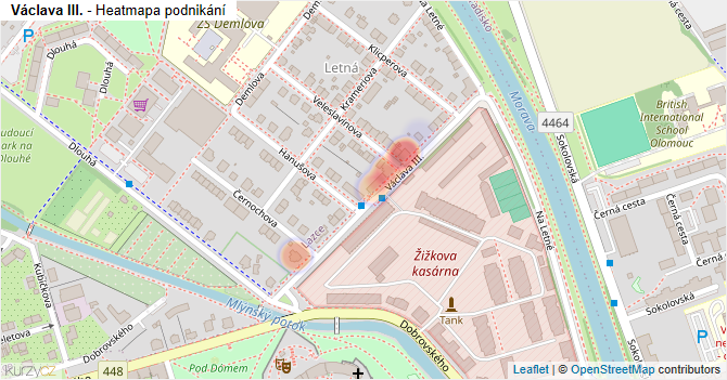 Václava III. - mapa podnikání