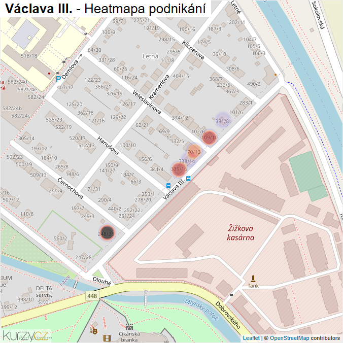 Mapa Václava III. - Firmy v ulici.