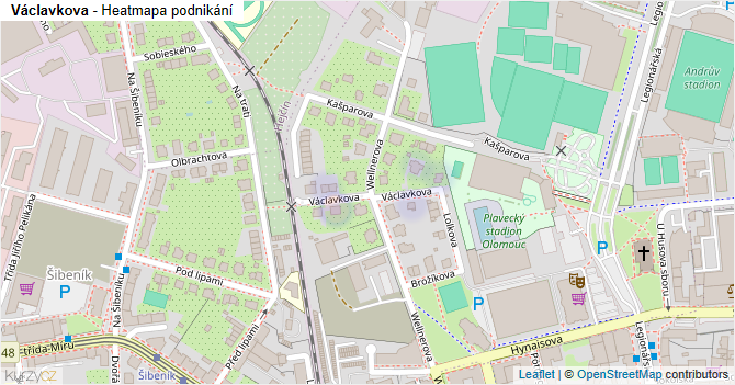 Václavkova - mapa podnikání