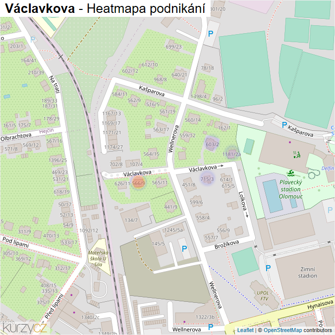 Mapa Václavkova - Firmy v ulici.