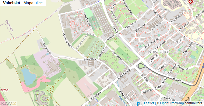 Valašská - mapa ulice