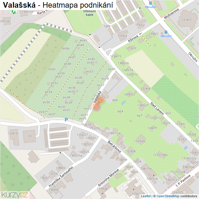 Mapa Valašská - Firmy v ulici.
