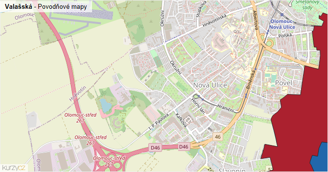 Valašská - záplavové mapy stoleté vody