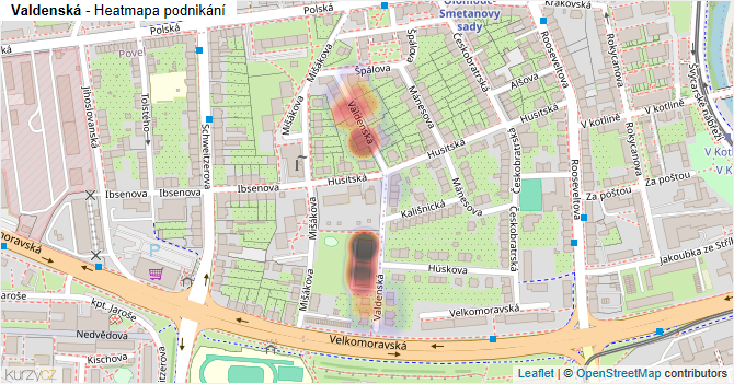 Valdenská - mapa podnikání
