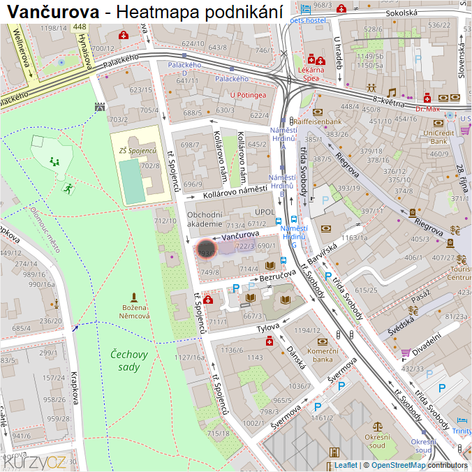 Mapa Vančurova - Firmy v ulici.
