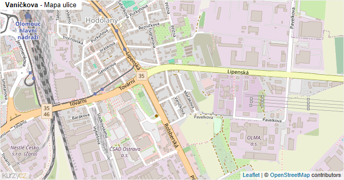 Vaníčkova - mapa ulice