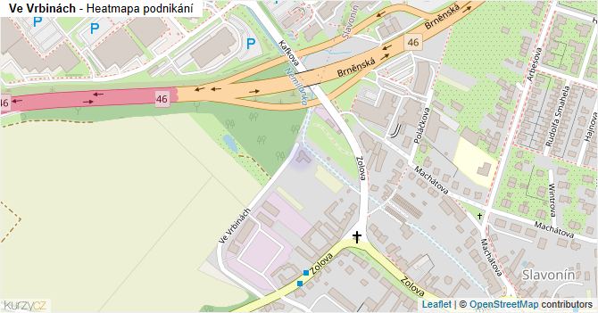Ve Vrbinách - mapa podnikání