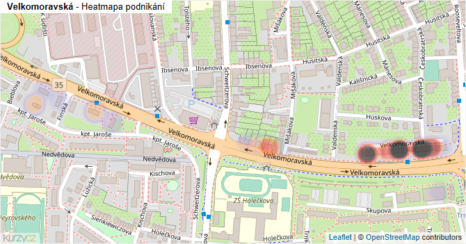 Velkomoravská - mapa podnikání