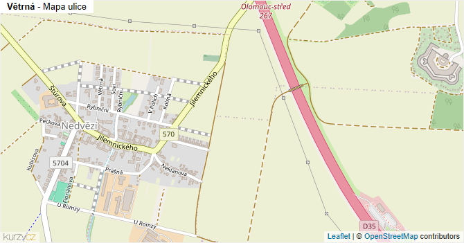 Větrná - mapa ulice