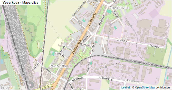 Veverkova - mapa ulice