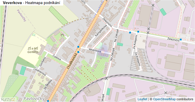 Veverkova - mapa podnikání