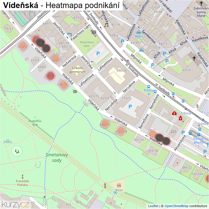 Mapa Vídeňská - Firmy v ulici.