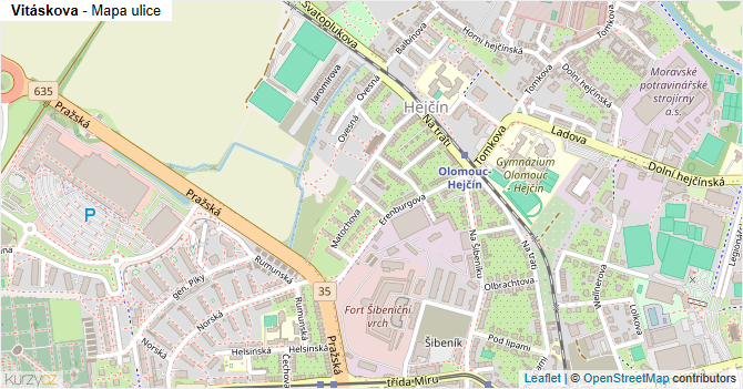 Vitáskova - mapa ulice