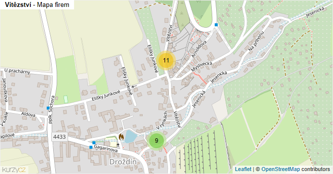 Vítězství - mapa firem