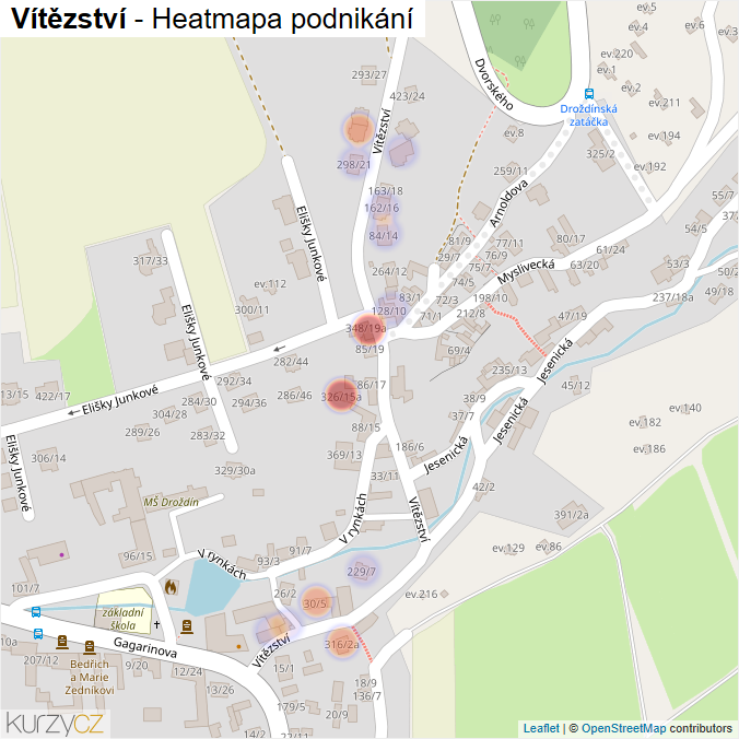 Mapa Vítězství - Firmy v ulici.