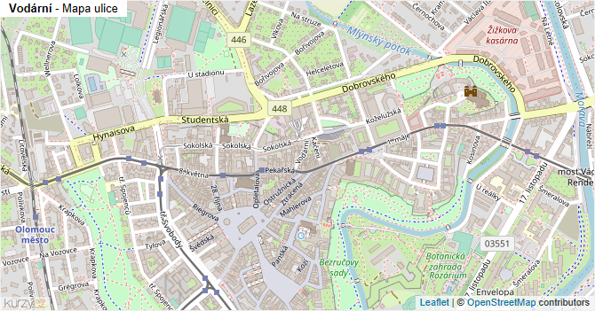 Vodární - mapa ulice