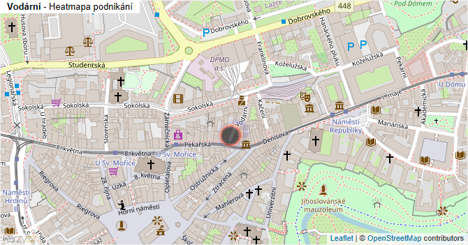 Vodární - mapa podnikání