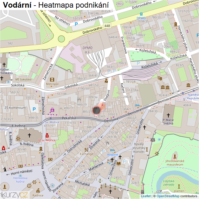 Mapa Vodární - Firmy v ulici.