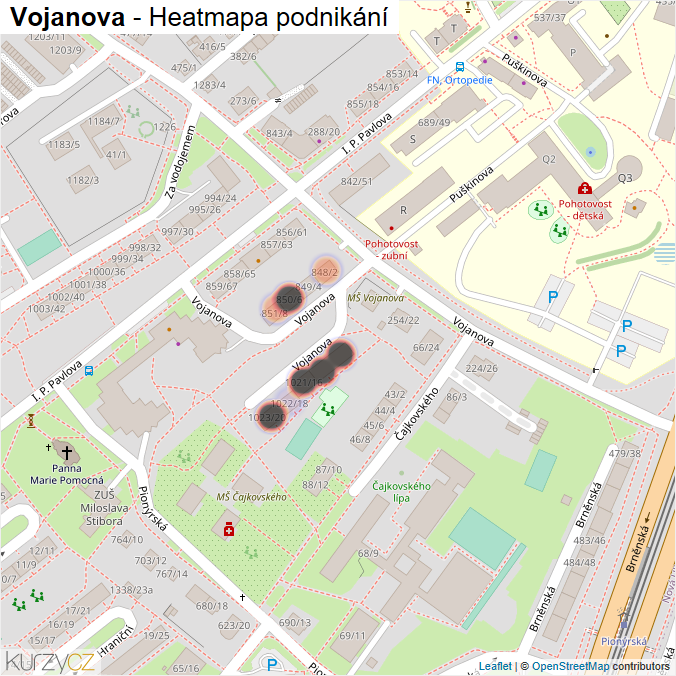 Mapa Vojanova - Firmy v ulici.