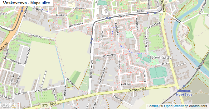 Voskovcova - mapa ulice