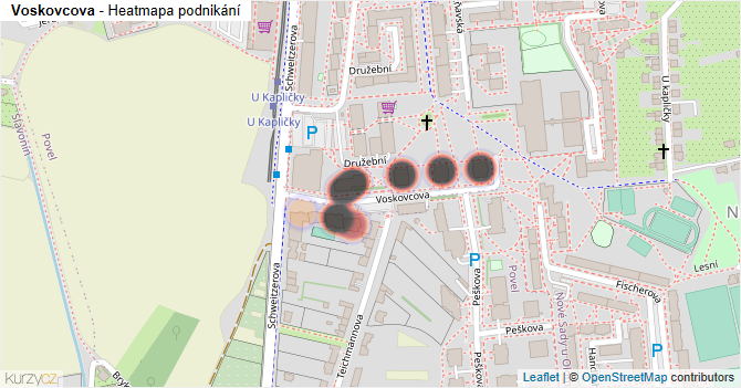 Voskovcova - mapa podnikání