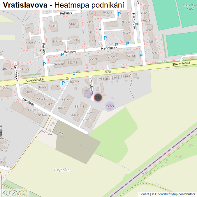 Mapa Vratislavova - Firmy v ulici.