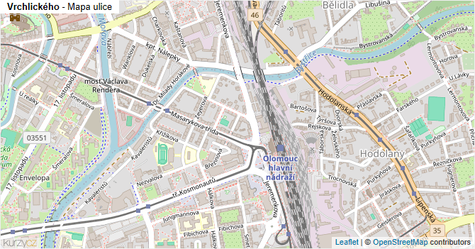 Vrchlického - mapa ulice