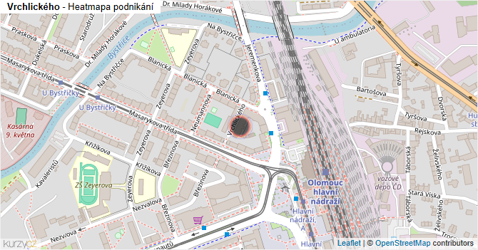 Vrchlického - mapa podnikání