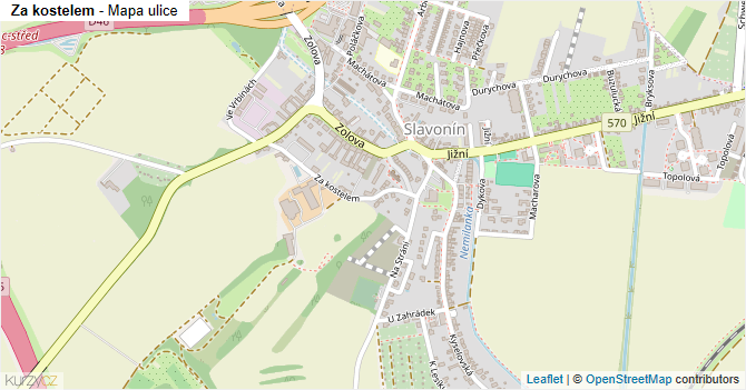 Za kostelem - mapa ulice