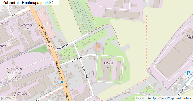 Zahradní - mapa podnikání