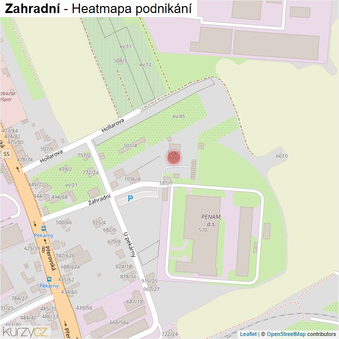 Mapa Zahradní - Firmy v ulici.
