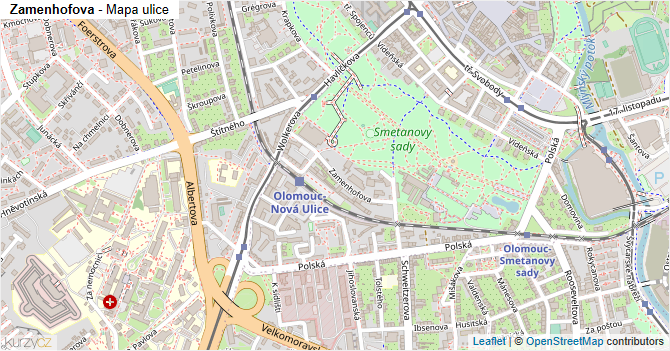Zamenhofova - mapa ulice