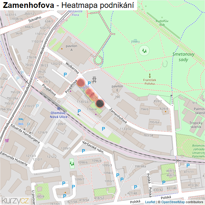 Mapa Zamenhofova - Firmy v ulici.