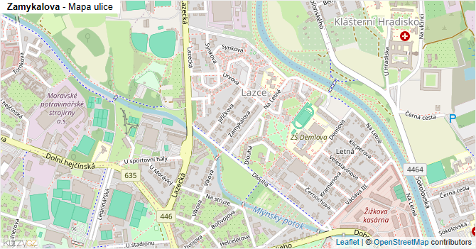 Zamykalova - mapa ulice