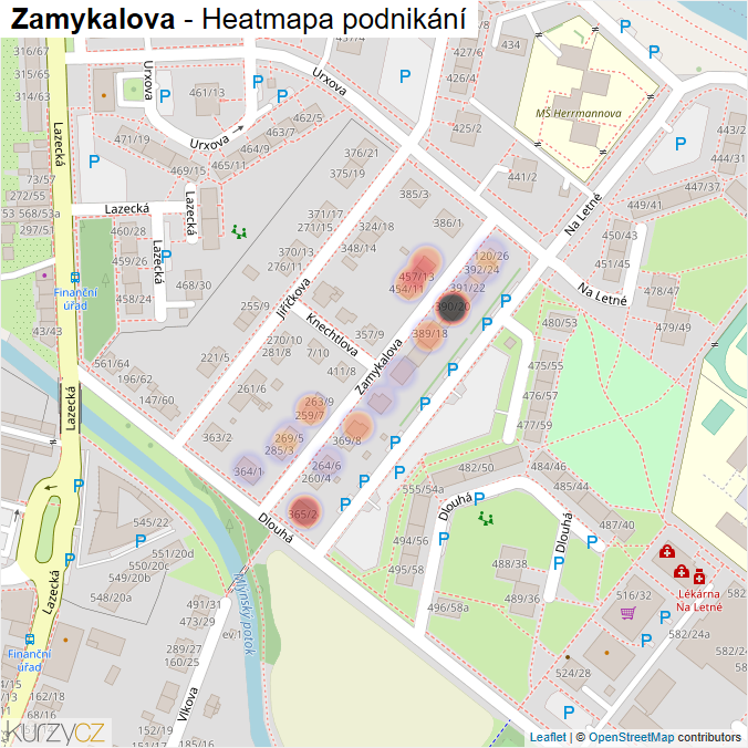 Mapa Zamykalova - Firmy v ulici.