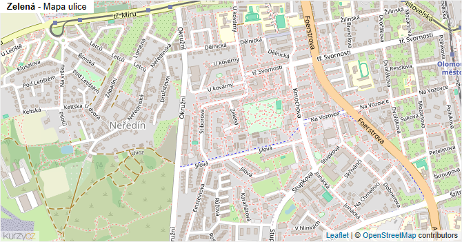 Zelená - mapa ulice