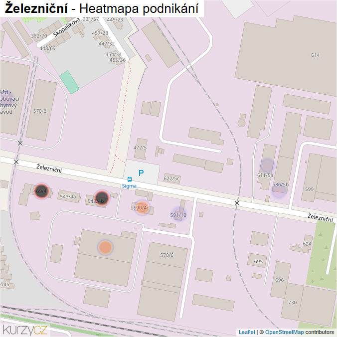 Mapa Železniční - Firmy v ulici.