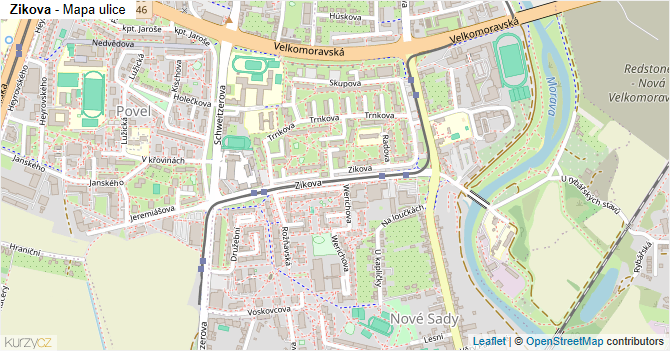 Zikova - mapa ulice
